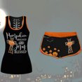 thumbnail image 2 of Maojin Decoración de Halloween Conjunto de camisas de manga corta con estampado para mujer Conjunto de pantalones cortos con cordón de Halloween, 2 of 8