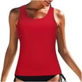 thumbnail image 2 of UTTOASFAY Women Swimsuit Plus Size High Neck Tankini Tops Bathing Suit Tops for Women Tummy Control Tank Tops Swimsuits Red XXL, 2 of 7