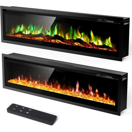 Open Box GINOST 50" ELECTRIC FIREPLACE INSERTS AND WALL MOUNTS - BLACK