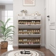 thumbnail image 3 of Hommoo 4-Tier Shoe Storage Cabinet with 3 Flip Drawers, Shoe Cabinet Storage Organizer for Entryway, White & Oak, 3 of 6
