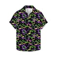 thumbnail image 2 of Feancey Ugly Hawaiian Holiday Shirts for Men Mardi Gras Printed Carnival Party Top Novelty Short Sleeve Casual Button Down Shirt Spring Fashion Aloha Shirts Multicolor 5XL, 2 of 6