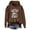 Brown, variant on Fashion Women Long Sleeve Cute Cattle Graphic Printed Drawstring Hoodie Pullover Sweatshirt Blouse Top