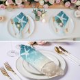 thumbnail image 3 of Teal Ombre Coastal Cloth Napkins, Sea Nautical Summer Beach Starfish Coral Washable and Reusable Dinner Napkins Set of 8, Table Napkin for Kitchen Party Birthday Wedding Hotel Housewarming 20"x20", 3 of 9