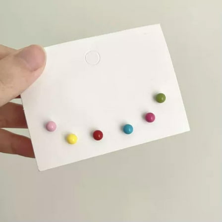 GKNET 6 Pcs/ Set Sweet Colorful Bean Earrings Round Ball Ear Studs Fashion Jewelry-Multicolour