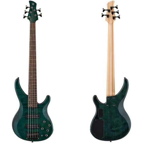 Yamaha TRBX605FM 5-String Bass Guitar with Flame Maple Top - Indigo Blue