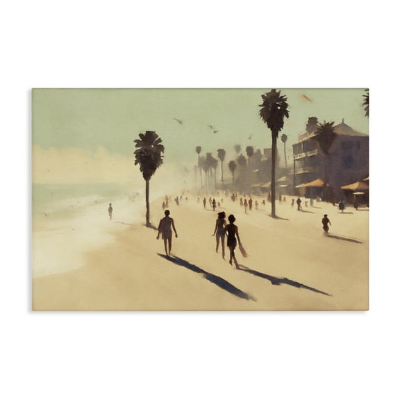 Stupell Industries Tropical Shore Walk Landscape & Nature Painting Wrapped Canvas Art Print Wall Art, 24 x 16