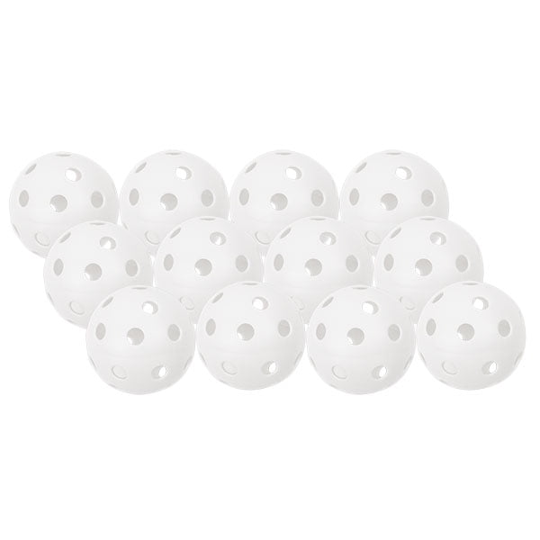 White Plastic Softballs Hollow Wiffle Balls For Sport Practice Or Play 12 Pack 