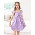 thumbnail image 4 of Lanbubble Girls Dress Purple A-Line Ruffle Sleeve Casual Holiday Summer Dress, 11-12 Years, 4 of 7