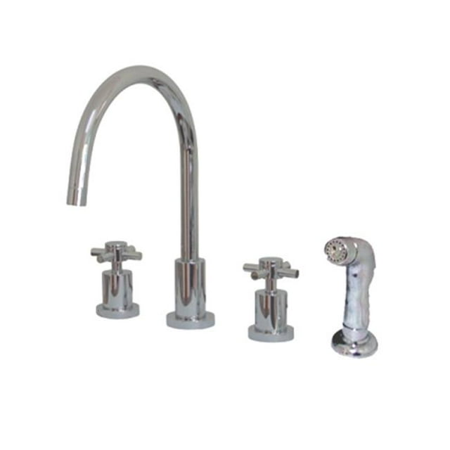 Kingston Brass Ks8721Dx Two Handle Widespread Kitchen Faucet With Plastic Sprayer - Polished Chrome Finish