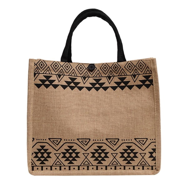 5 Piezas Almacenamiento Bolso Gran Capacidad Algodón Y Lino Con Patrón Geométrico Retro Informal Y Versátil 5129