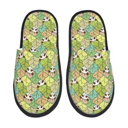 

Tideii Cartoon Panda And Leaf for Home Indoor Cotton Slippers Autumn and Winter EVA Plush Slippers Household Supplies Unisex-Large