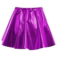 thumbnail image 4 of vastwit Kids Girls Shiny Metallic High Waist Pleated Skirt Athletic Jazz Hip Hop Dance Skater Skort Purple M, 4 of 7