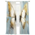 thumbnail image 2 of Abstract Art Sheer Curtains 96 Inches Long 2 Panels Minimalist Style Yellow Butterfly Oil Painting Light Filtering Semi Sheer Window Curtains Drapes for Bedroom Living Room 52"x96", 2 of 7