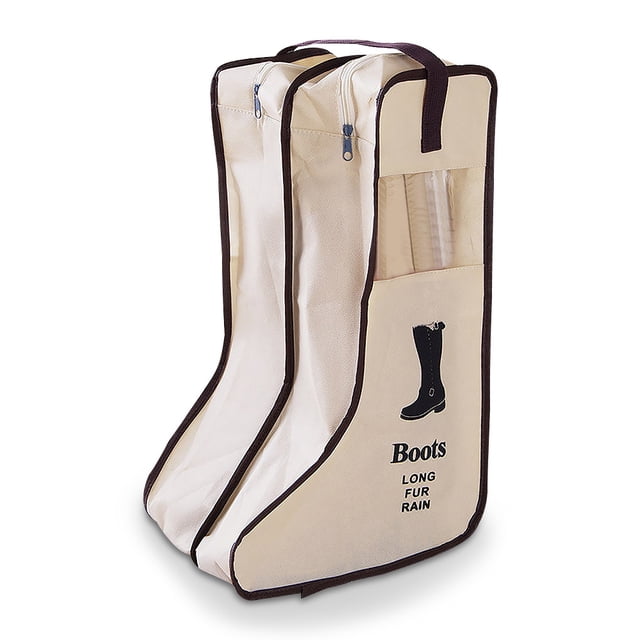Zapatos de bolsa de arranque alta reutilizable zapatillas de deporte con cremallera botas cubidas de mano protector protector bolsa para adultos niños organizador accesorios beige grande seitruly HA011885-03