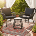 thumbnail image 3 of Bezseller 3-Piece Wicker Furniture Set, Patio Conversation Set for Outdoors, Black, 3 of 8