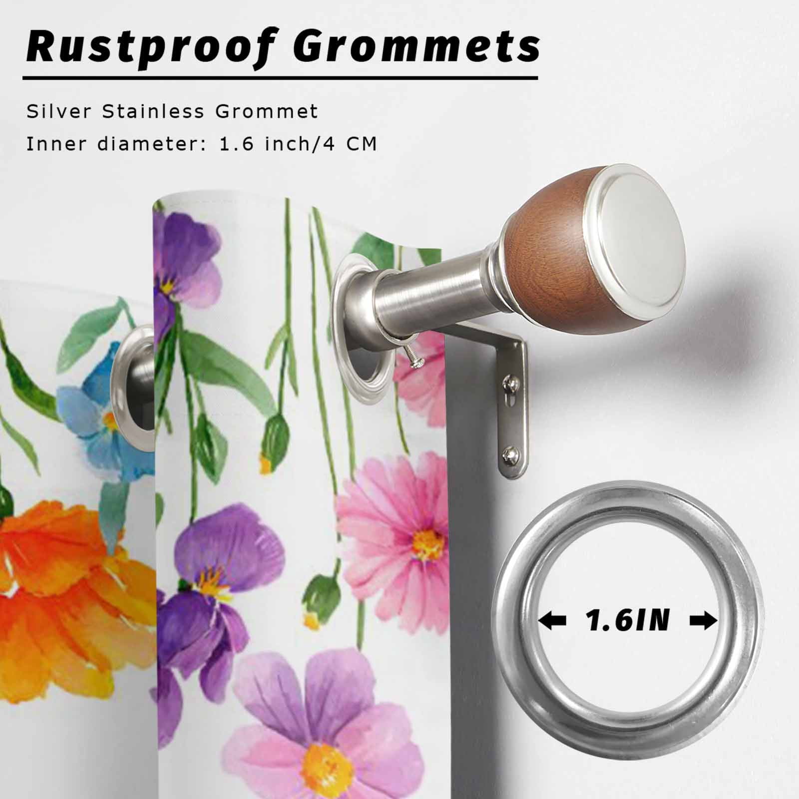 Farmhouse Outdoor Curtains for Patio, Welcome Yellow Purple Flower Wildflower Sunshade Privacy Drapes Grommet Waterproof Outside Curtains for Porch/Cabana/Balcony 54"x 108", 1 Panel