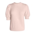 thumbnail image 4 of RMGVDSD Women's Short Sleeve Sweater Casual Round Neck Puff Sleeves Solid Color Knit Top Fashion Basic Sweater Tops /Beige, 4 of 4