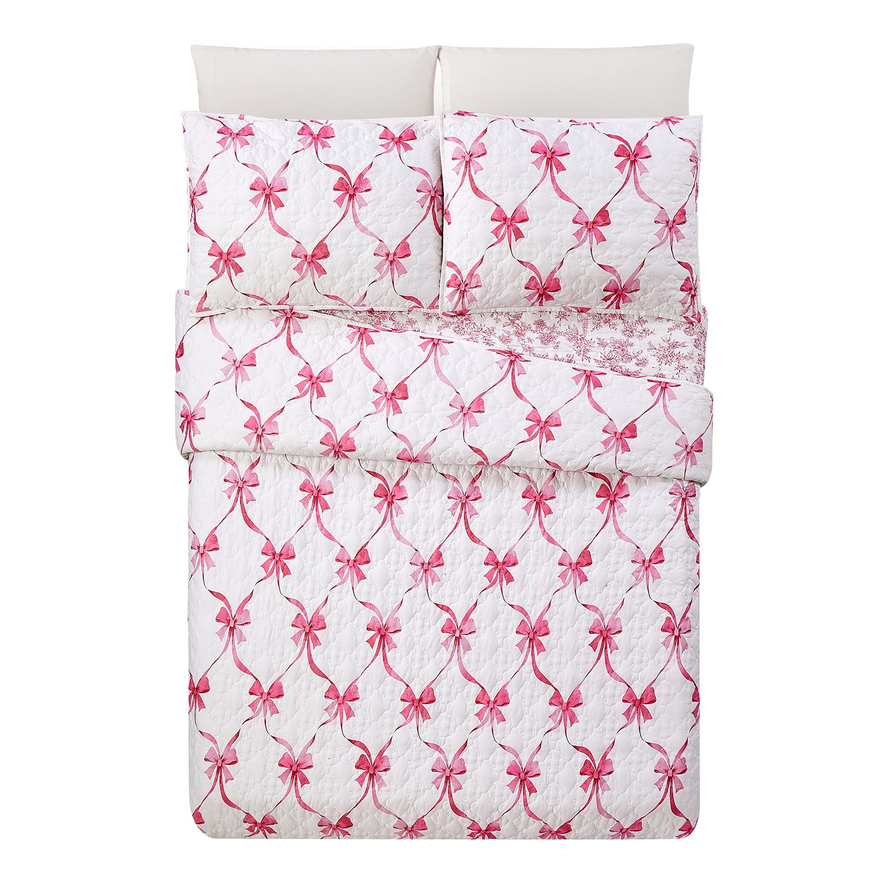 Modern Heirloom Abigail Bow Pink 2-Piece Quilt Set, Twin, All Ages