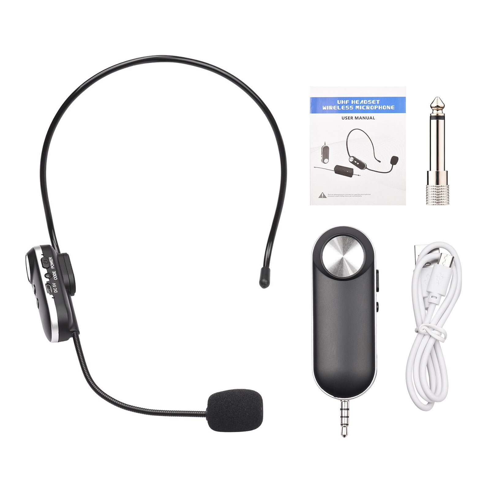 UHF Headset Wireless Microphone Professional Wireless Mic Set 6.35mm Receiver for Speaker Voice Amplifier for Teaching Training Tour Guide Teacher Conference Hosting Music Lovers Playing KTV Scenes