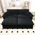 thumbnail image 3 of Dinosisco Modular Sectional Cloud Couch with 2 Reversible Ottoman, Oversized 2 Seater Indoor Chaise Lounge L-Shaped Small Space Corduroy Sofa for Living Room/Apt, Black, 3 of 9