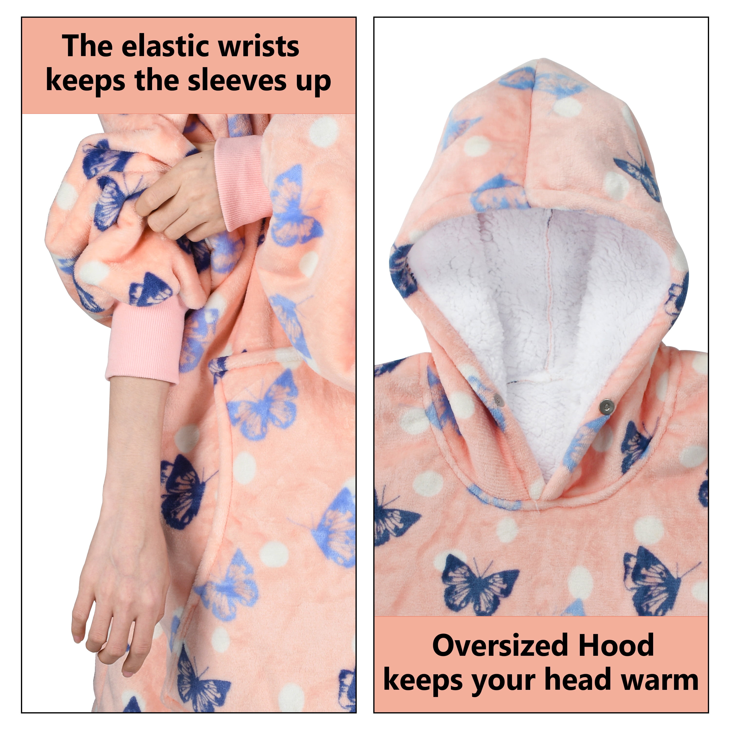 Solaris Oversized Sherpa Pullover, Christmas Wearable Blanket Hoodie Sweatshirt (Women's Men's Adult)