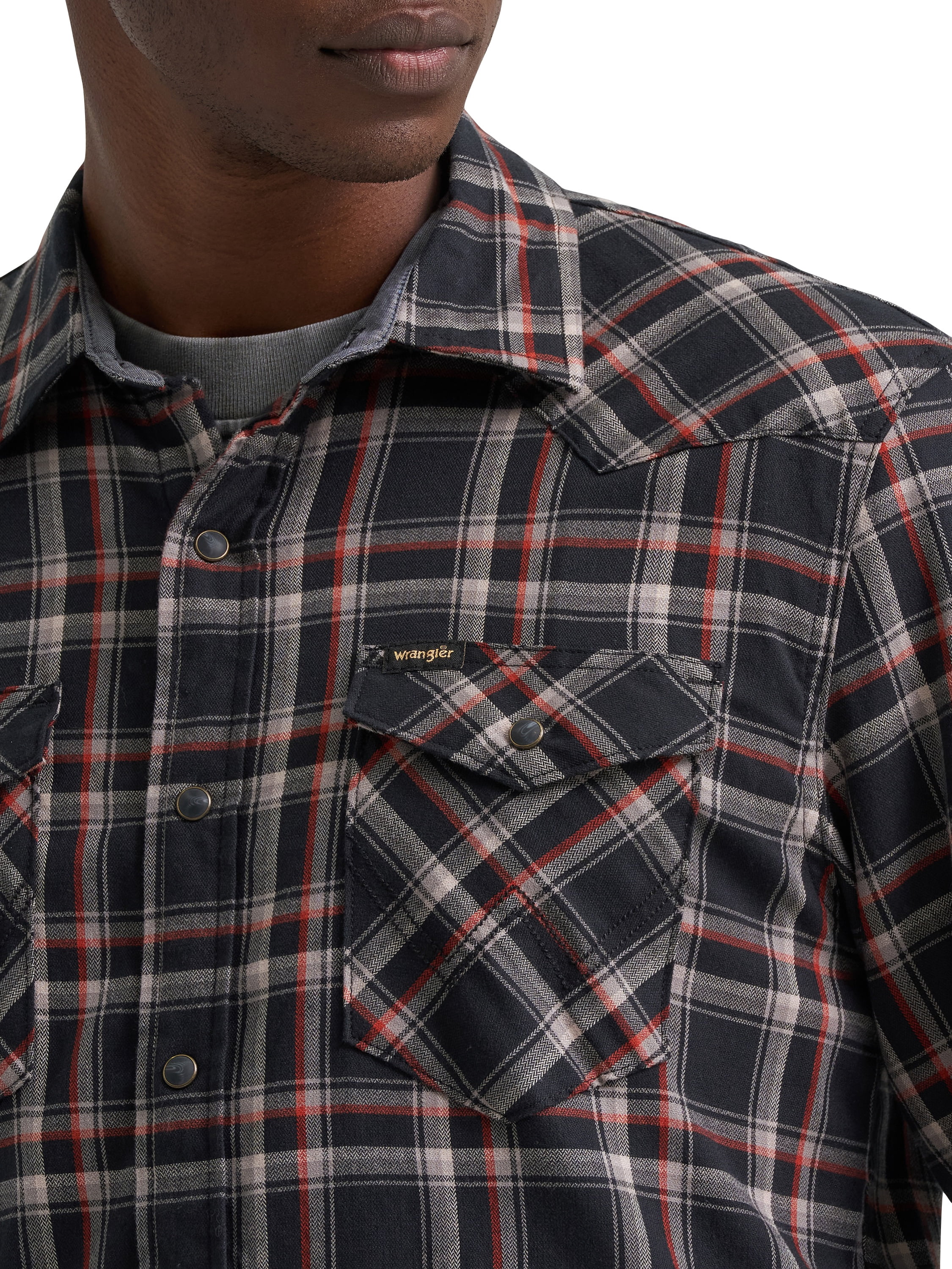 Wrangler® Men's and Big Men's Regular Fit Long Sleeve Fashion Twill Plaid Shirt, Sizes S-2XL