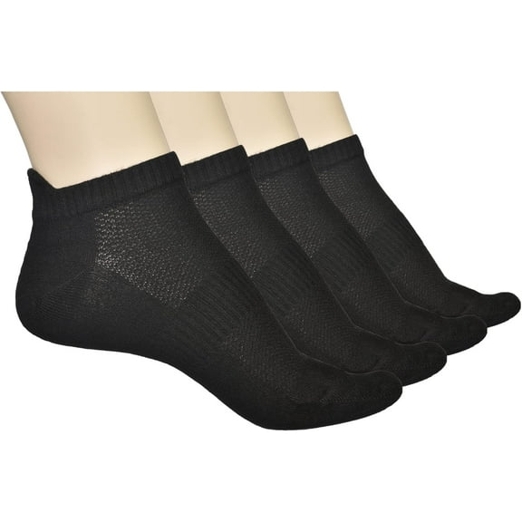 Unisex Thin Rayon Ankle Socks, Breathable Low Cut Athletic Running Sports Socks for Women and Men 4-8-12 Pairs Black (4 Pack) 8-10