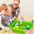 thumbnail image 2 of Ealing Kids Kitchen Sink Toys Playset with Running Water,23Pcs Accessories Pretend Play Kitchen Dishwasher Toy for Toddlers, Green, 2 of 9