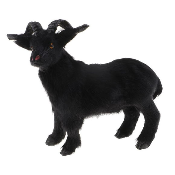 Chinese Animal Sheep Lamb Statue Plush Toys Black 17cm