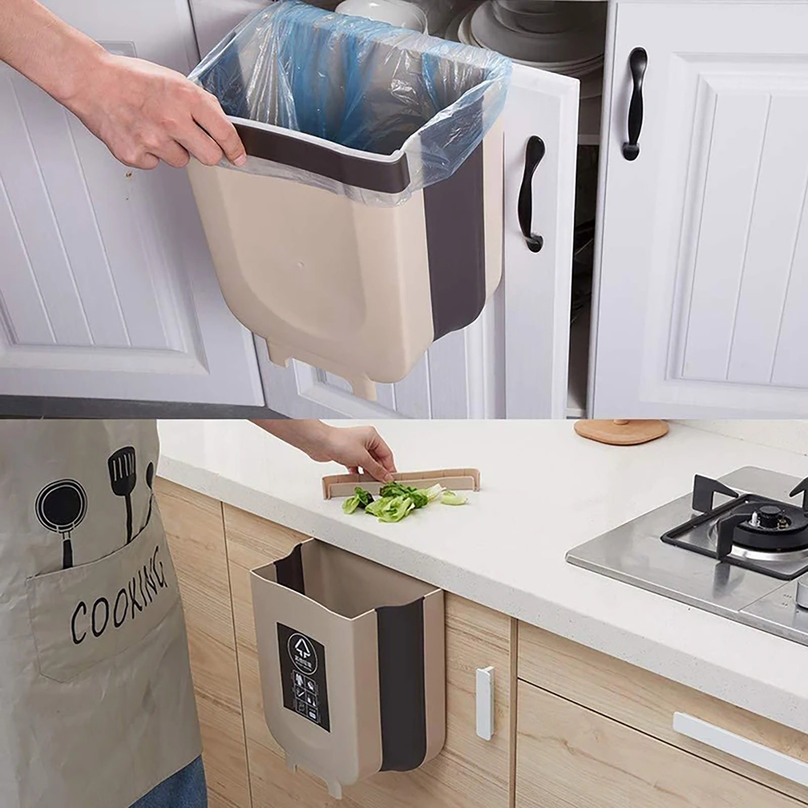 Fonwoon Wall Mounted Folding Waste Bin Home Kitchen Door