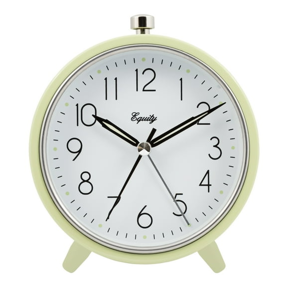 Equity 20090 5-Inch Silent Sweeping Quartz Metal Alarm Clock, Light Green