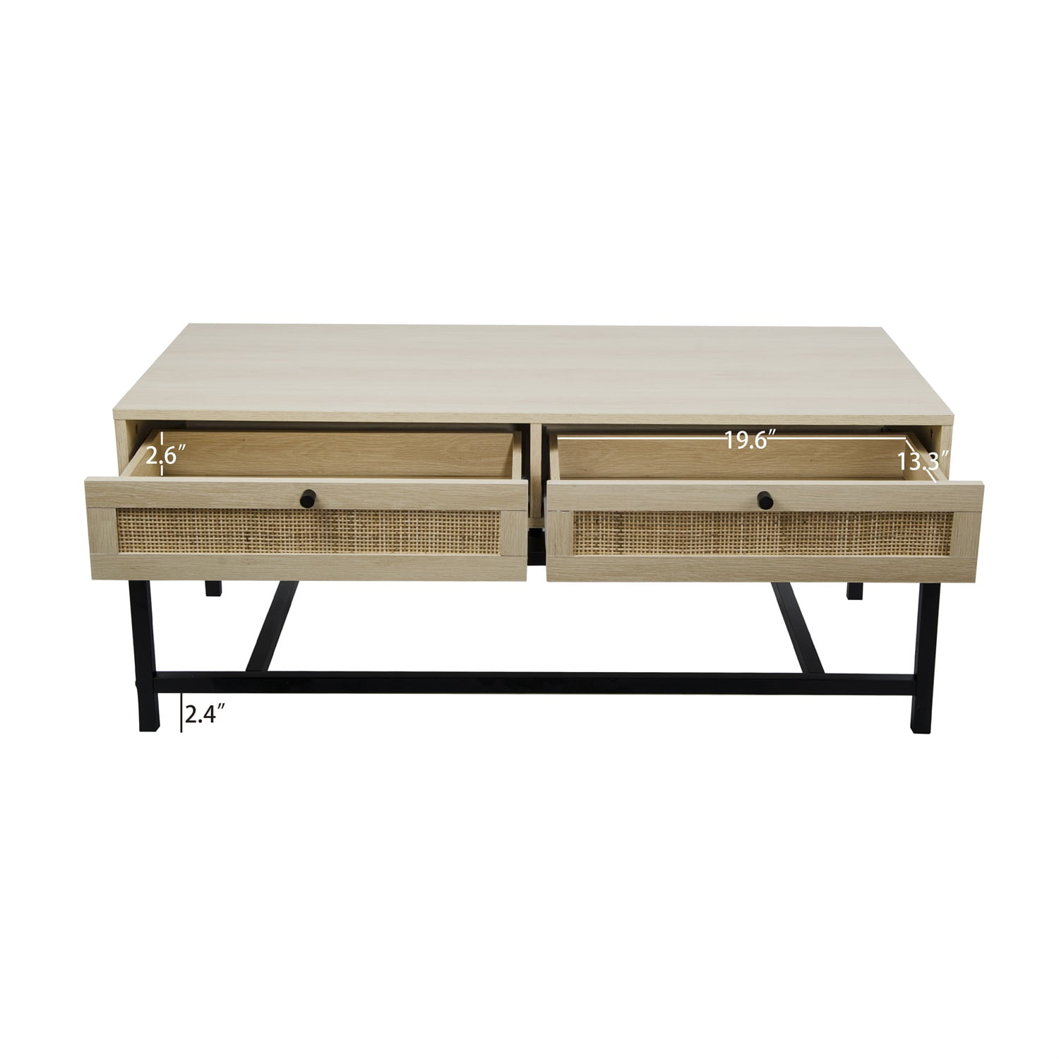 Modern Coffee Table, 45 inch Console Table with 2 Rattan Drawers for Living Room Modern Coffee Table, 45 inch Console Table with 2 Rattan Drawers for Living Room