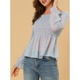thumbnail image 6 of Allegra K Women's Off Shoulder Long Bell Sleeve Floral Print Smocked Blouse Top, 6 of 7