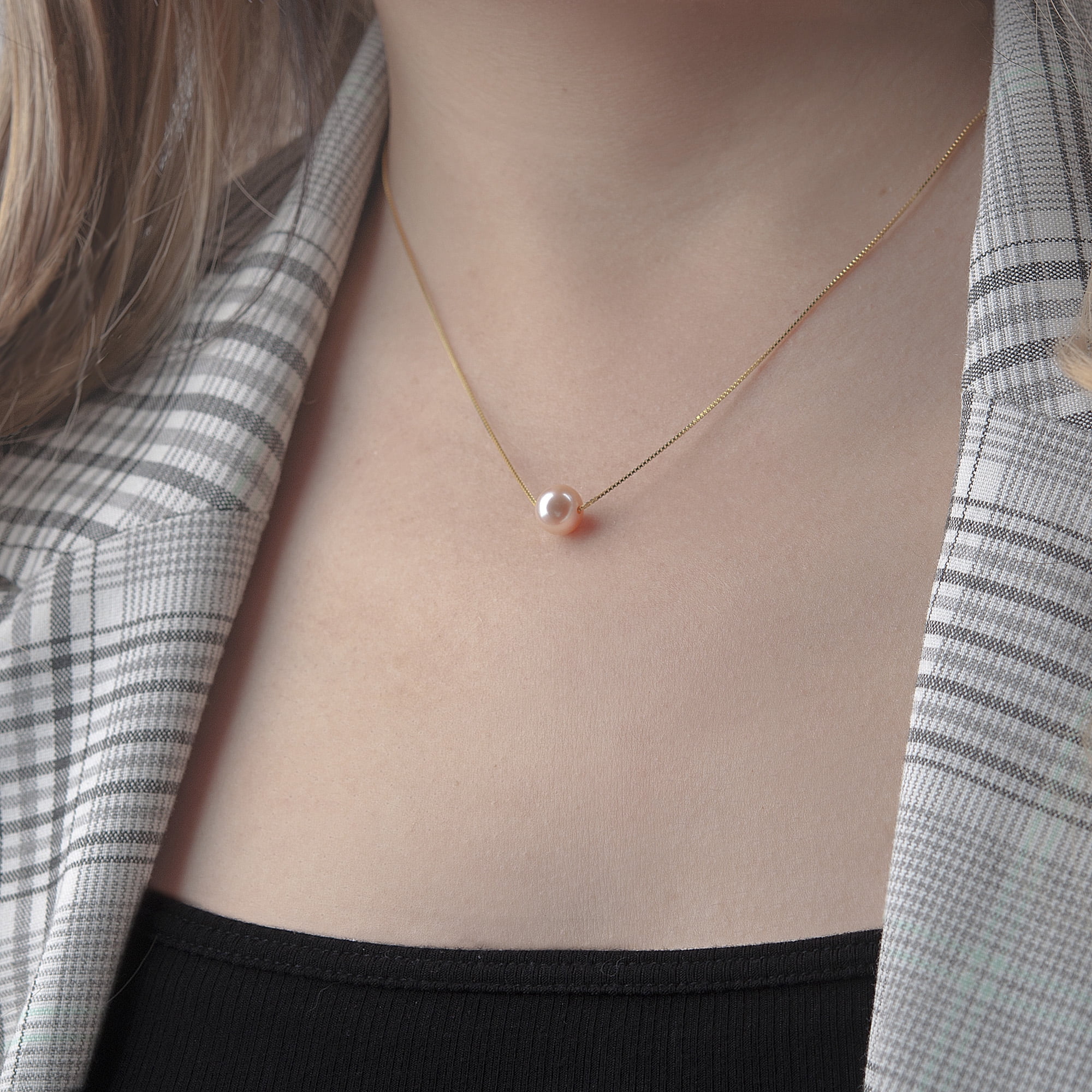 Anavia Girlfriend Necklace Mother's Day Gift, 925 Sterling Silver Necklace for Girlfriend from Boyfriend Mother's Day-[Pink Pearl + Gold Chain]
