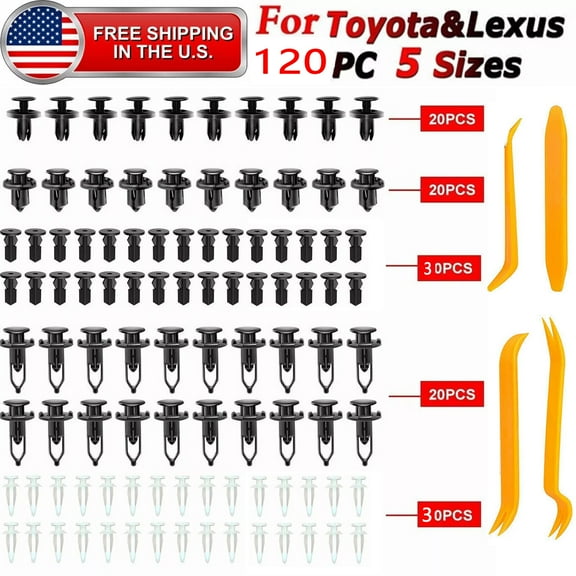 120PCS Clips & Pins Fender Liner & Bumper Cover Retainer Rivets For Toyota Lexus