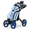 thumbnail image 2 of Demifill Golf Push Cart, Foldable Walking Golf Cart, Lightweight Portable Golf Trolley, 4 Wheel Golf Push Cart with Brake Scoreboard Adjustable Handle, Blue, 2 of 9