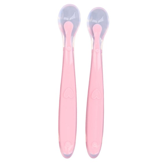 2 cucharas de silicona para autoalimentación de bebés, utensilios de entrenamiento para niños pequeños con cabezal suave para el destete.