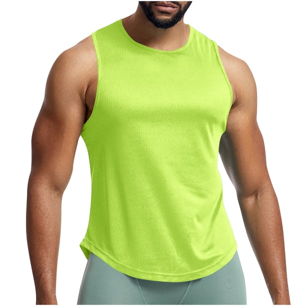 pstuiky Camisetas sin mangas para hombre, Camiseta deportiva transpirable de malla sin mangas de color sólido para hombre de moda Camisas de hombre xxl