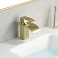 thumbnail image 4 of SUMERAIN Single Hole Modern Waterfall Bathroom Sink Faucet Lead-Free Stainless Steel Lavatory Faucet Brushed Gold, 4 of 12