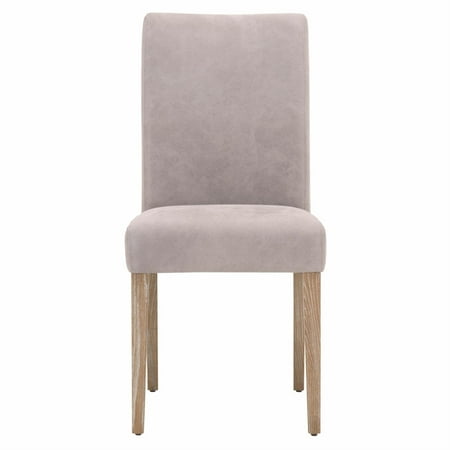 Pearl Gray Leather - Maklaine Genuine Leather Dining Chair in Pearl Gray with Weathered (Set of 2)