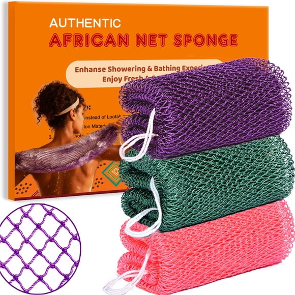 Esponja de baño HAITOO, red africana exfoliante, 3 piezas