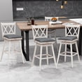 thumbnail image 4 of Gymax Set of 4 Barstools Swivel Bar Height Chairs with Rubber Wood Legs Antique White, 4 of 10