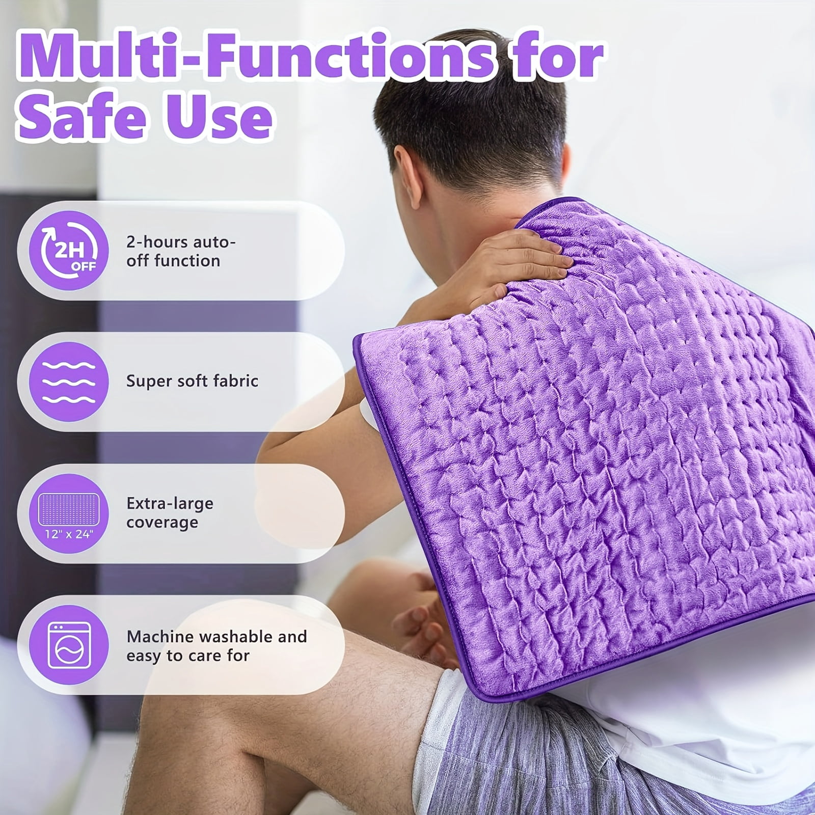 Heating Pad,Electric Heating Pads for Back,Neck,Abdomen,Moist Heating Pad for Shoulder,Knee,Arms,Legs,Dry/Moist Heat & Auto Shut Off,Birthday Gifts for Men and Women, 24x20 Inch