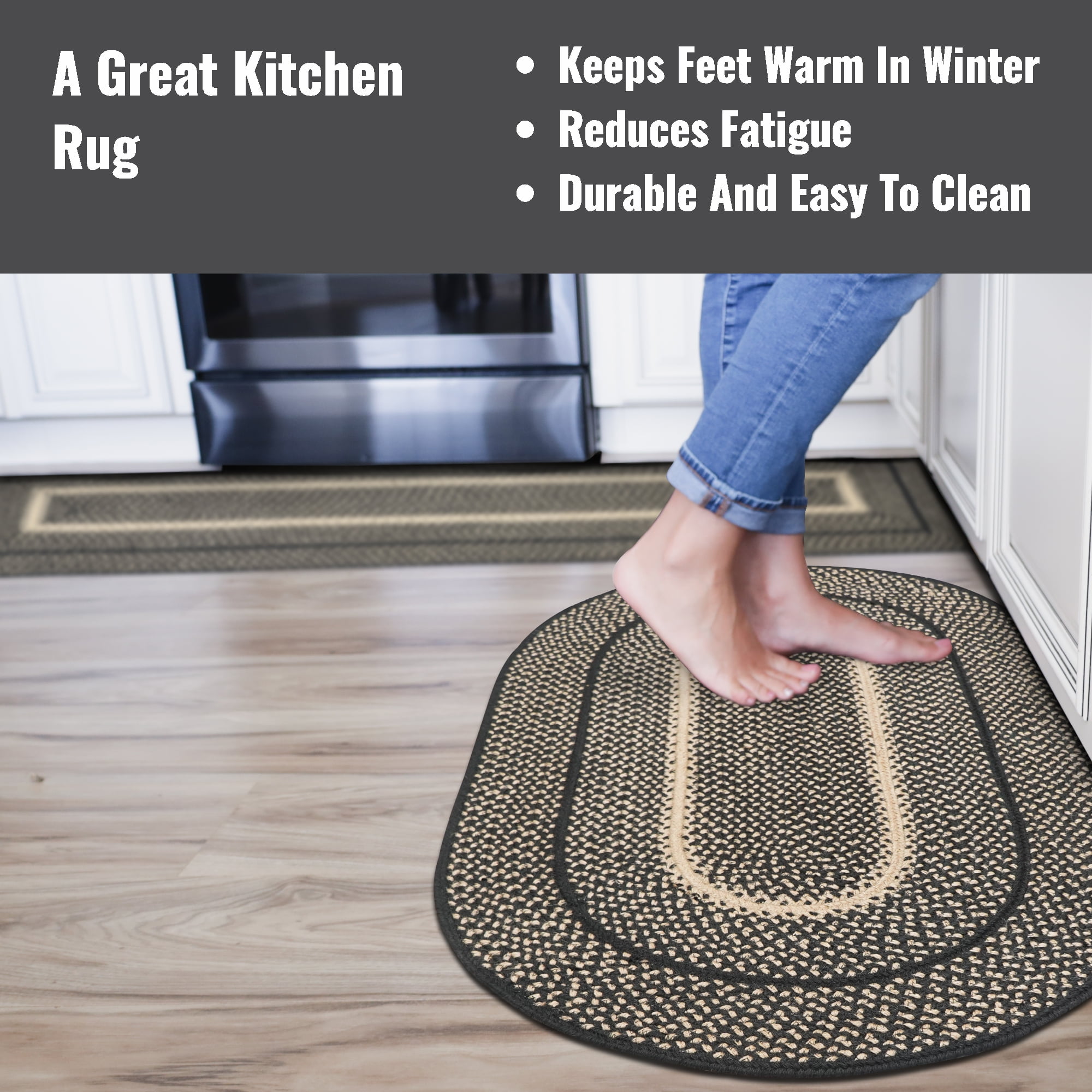 Homespice Fiesta Premium Braided Rugs and Country Decor Rugs 27x45, Small  Bathroom Rug and Kitchen Mats for Floor Washable