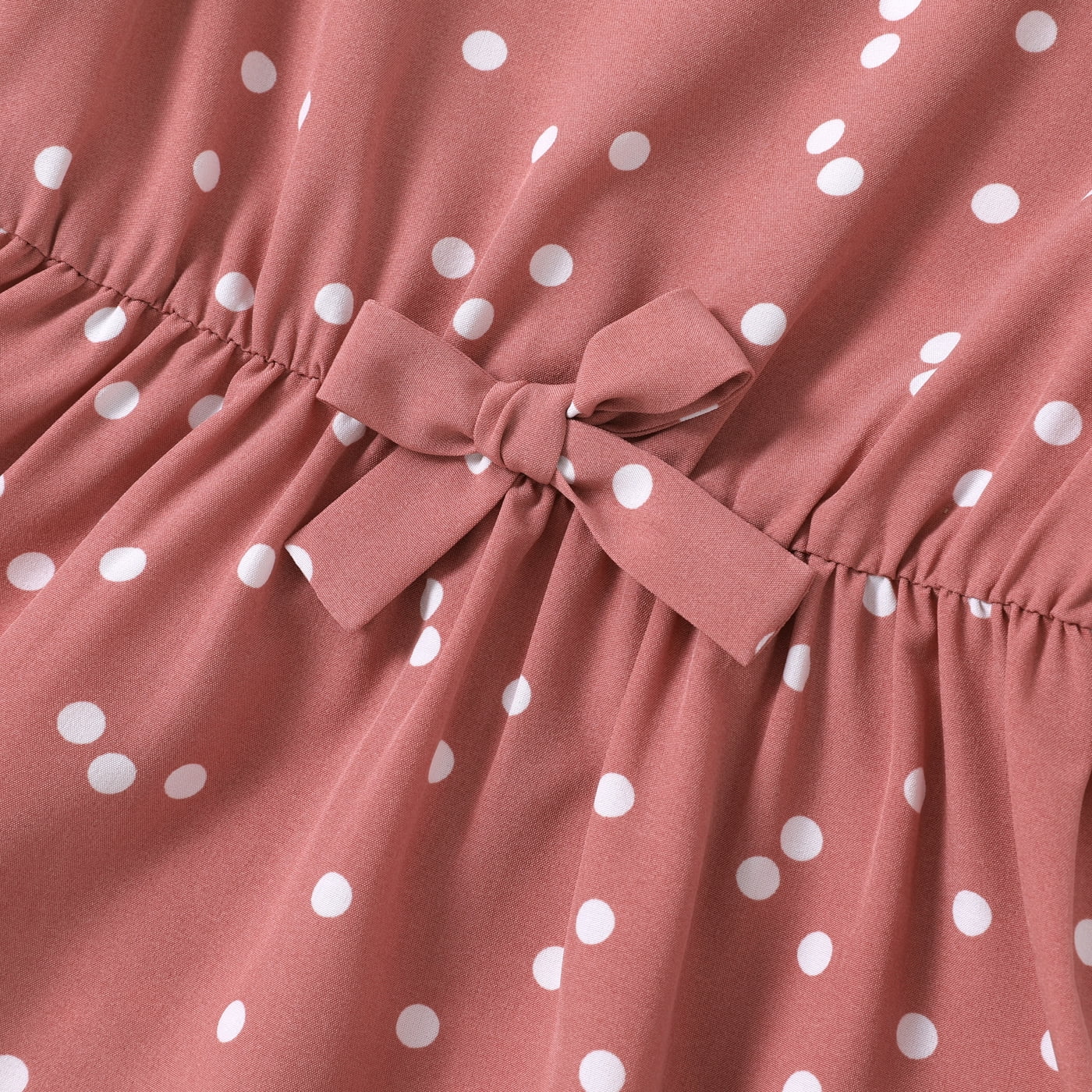 Dots Pink Dress for Women Mommy and Me Dresses V Neck Ruffle Flutter-sleeve Casual Dresses for Women and Girl Dress Family Matching Outfits, Women Dress