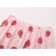 thumbnail image 5 of Beezizac Cotton Pajama for Girls - Green & Pink Strawberry Long Sleeve Set 2-Piece Kid Sleepover PJ Size 14, 5 of 7