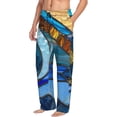 thumbnail image 6 of Zufioo Stained Glass Ocean Wave Mens Pajama Pants Sleep & Lounge Pants Sleepwear Pants(Available in Big & Tall)-Small, 6 of 6