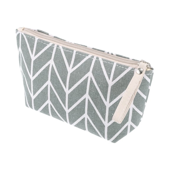 1 Pc Women Durable Small Cosmetic Bag for Travel Vacation Bathing Gym Gray Canvas