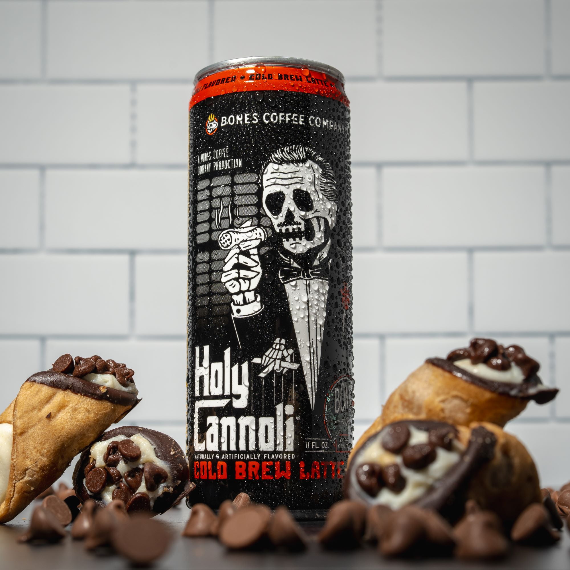 (2 pack) Bones Coffee Holy Cannoli Cold Brew Latte, Cannoli Flavored Ready-to-Drink Coffee with Cows Milk, 11 fl oz Can