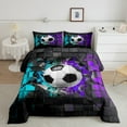 thumbnail image 2 of Erosebridal Sport Soccer Comforter Sets Queen Size,Geometric Buffalo Bedding Queen Comforter Set,Blue Purple Bedding Sets Queen with Comforter,Ball Gamer Room Decoration,Reversible,3 Pieces, 2 of 7